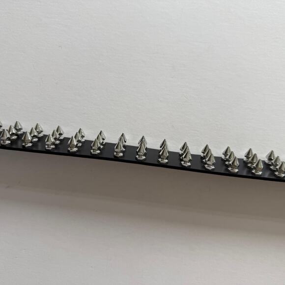 Y2K Black Leather Punk Belt Silver Studs Adjustable Fits 26-36 Unisex Style - Picture 9 of 13